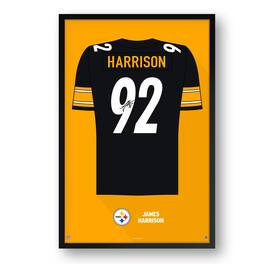 Sporticulture - James Harrison Pittsburgh Steelers Framed 27" x 39" Retired Jersey Art Print - Multicolor