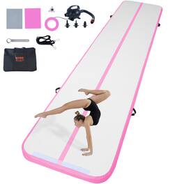 VEVOR - Gymnastics Air Mat, 4 inch Thickness Inflatable Gymnastics Tumbling Mat, Tumble Track with Electric Pump - Pink