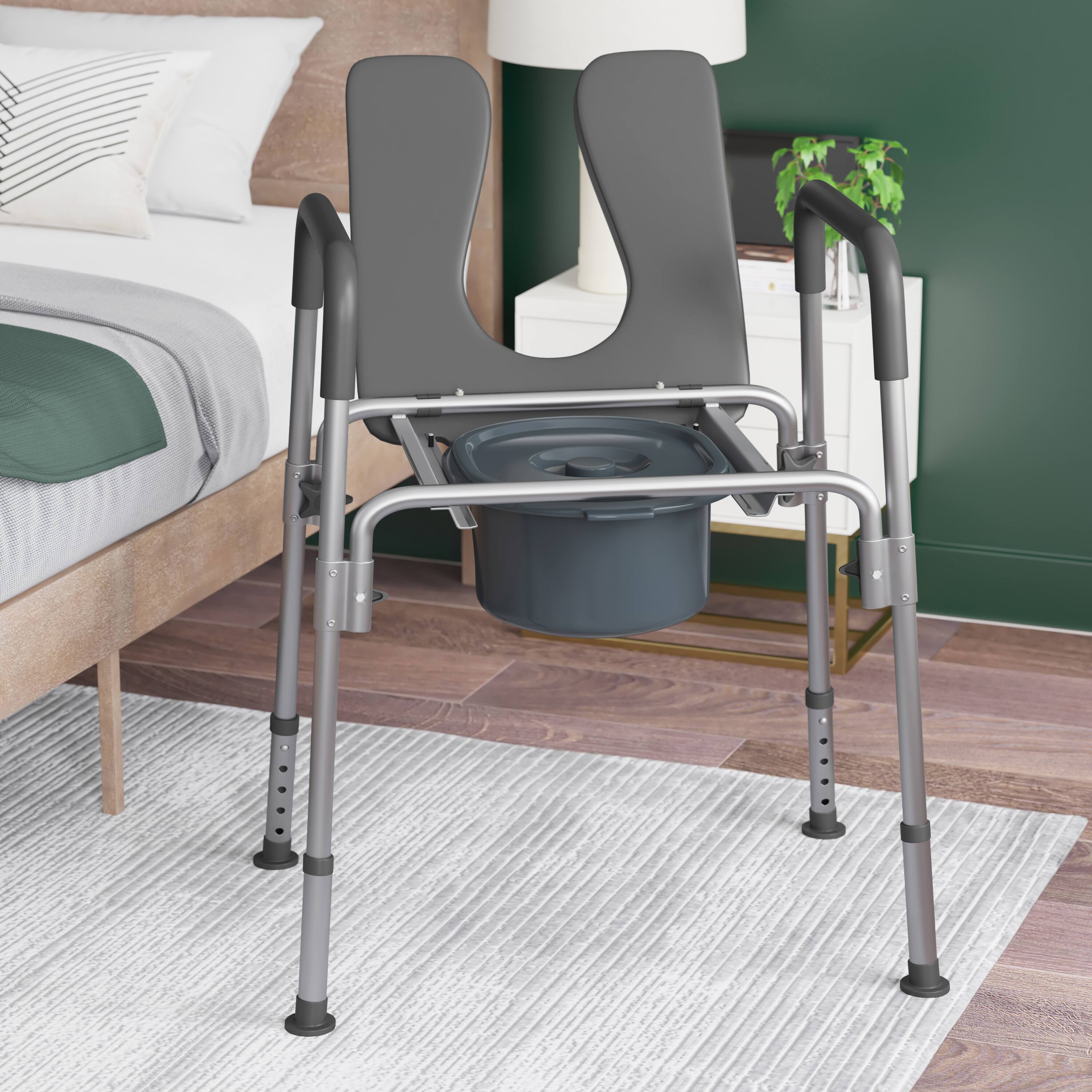 Alt View 1. Emma + Oliver - Height Adjustable Portable Heavy Duty Commode and Shower Chair - Gray.