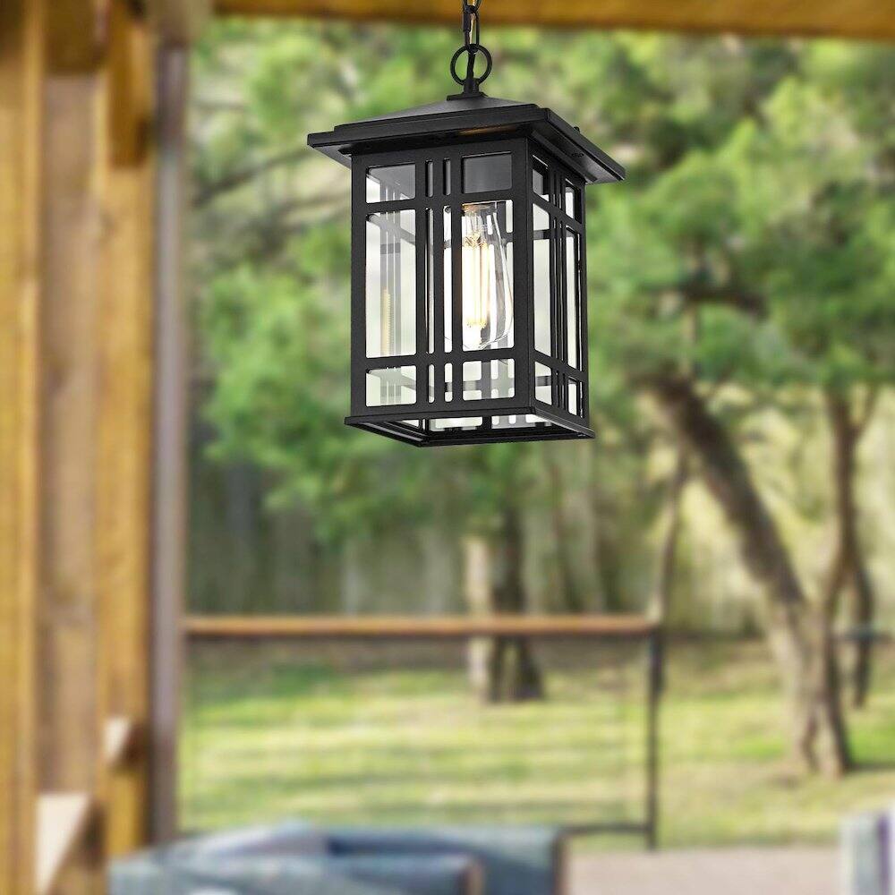 Alt View 5. Elegant Lighting - Harley 12 inch Outdoor Pendant in Black - Black And Clear.