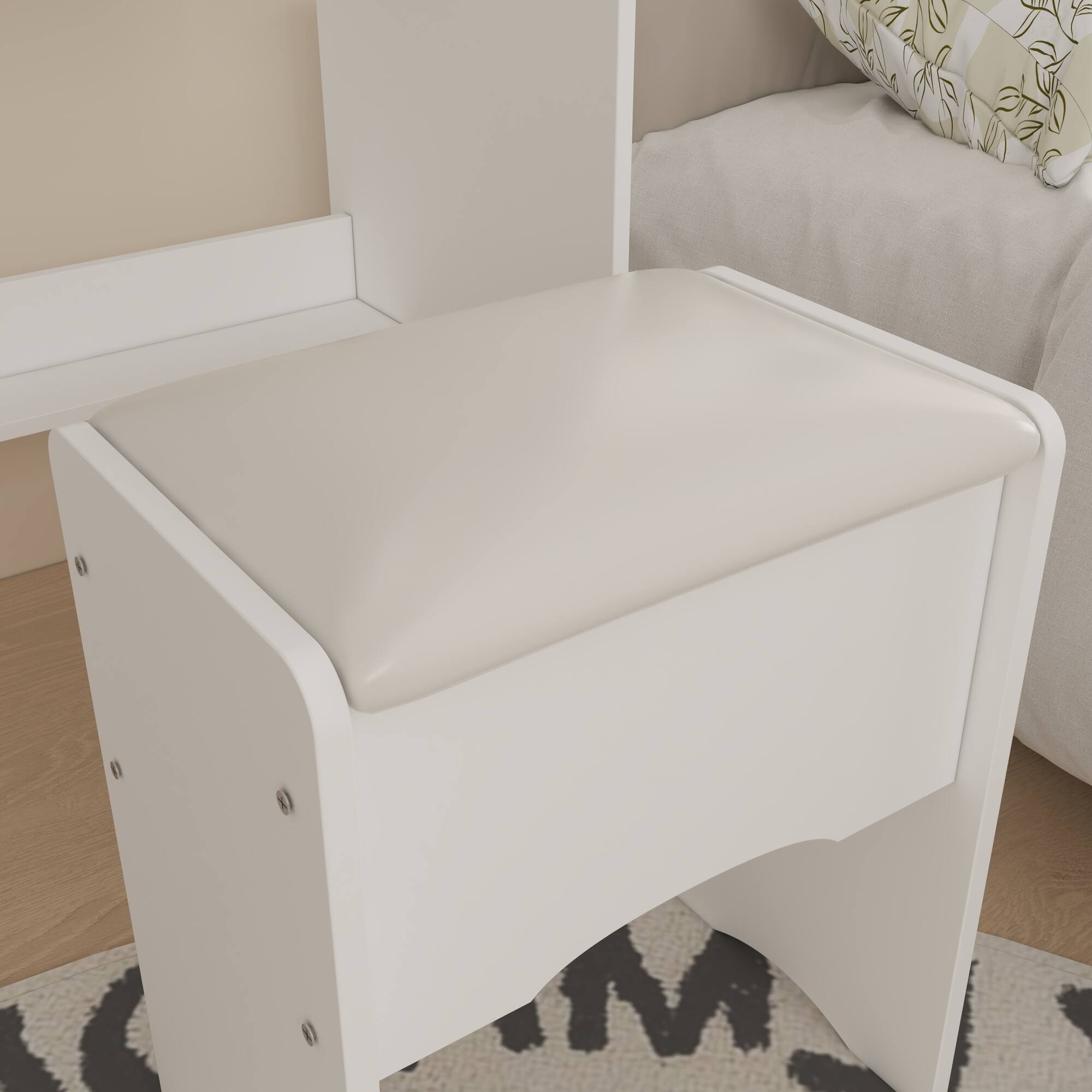 Alt View 5. Famapy - LED Vanity Table with Precision Storage: Your Ultimate Makeup & Jewelry Organizer - White.