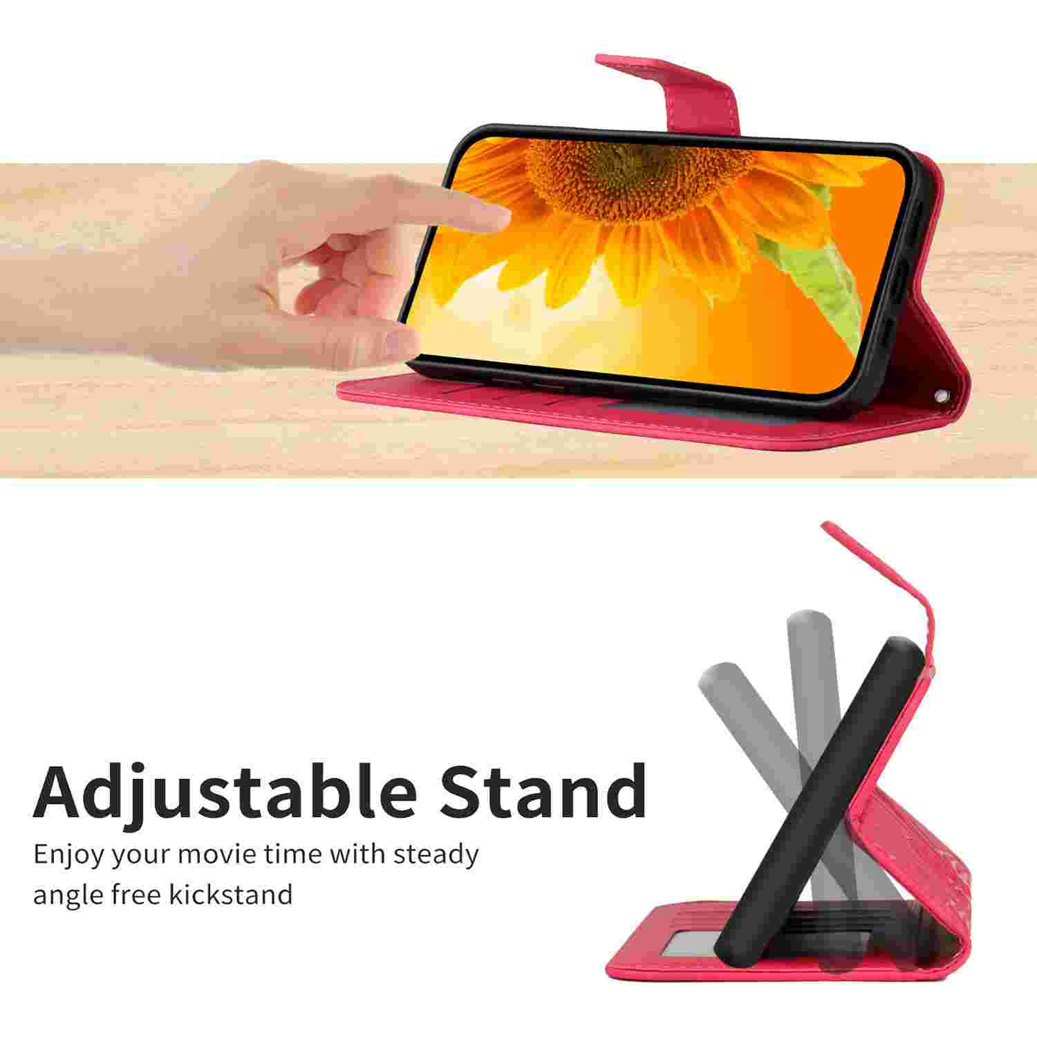 Adjustable Stand  
Enjoy your movie time with steady angle free kickstand