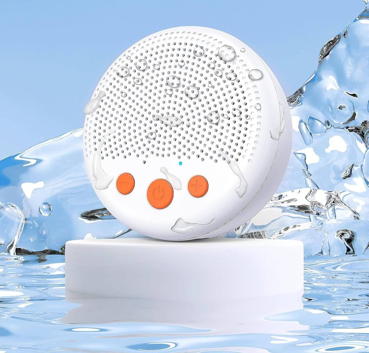 Alt View 2. FINEAK - Waterproof Bluetooth Shower Speaker-Portable, Loud Sound & Suction Cup - White.