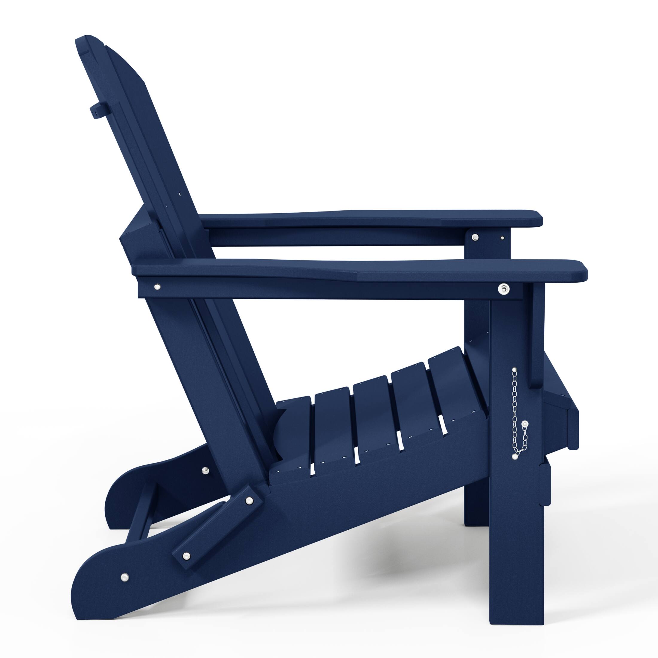 Alt View 1. WestinTrends - WestinTrends Malibu Outdoor HDPE Folding Poly Adirondack Chairs (Set of 4) - Navy Blue.