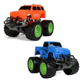 Kitcheniva - Kids Friction Powered Vehicles Push And Go Monster Truck Toy 2 Pcs - Blue,Orange