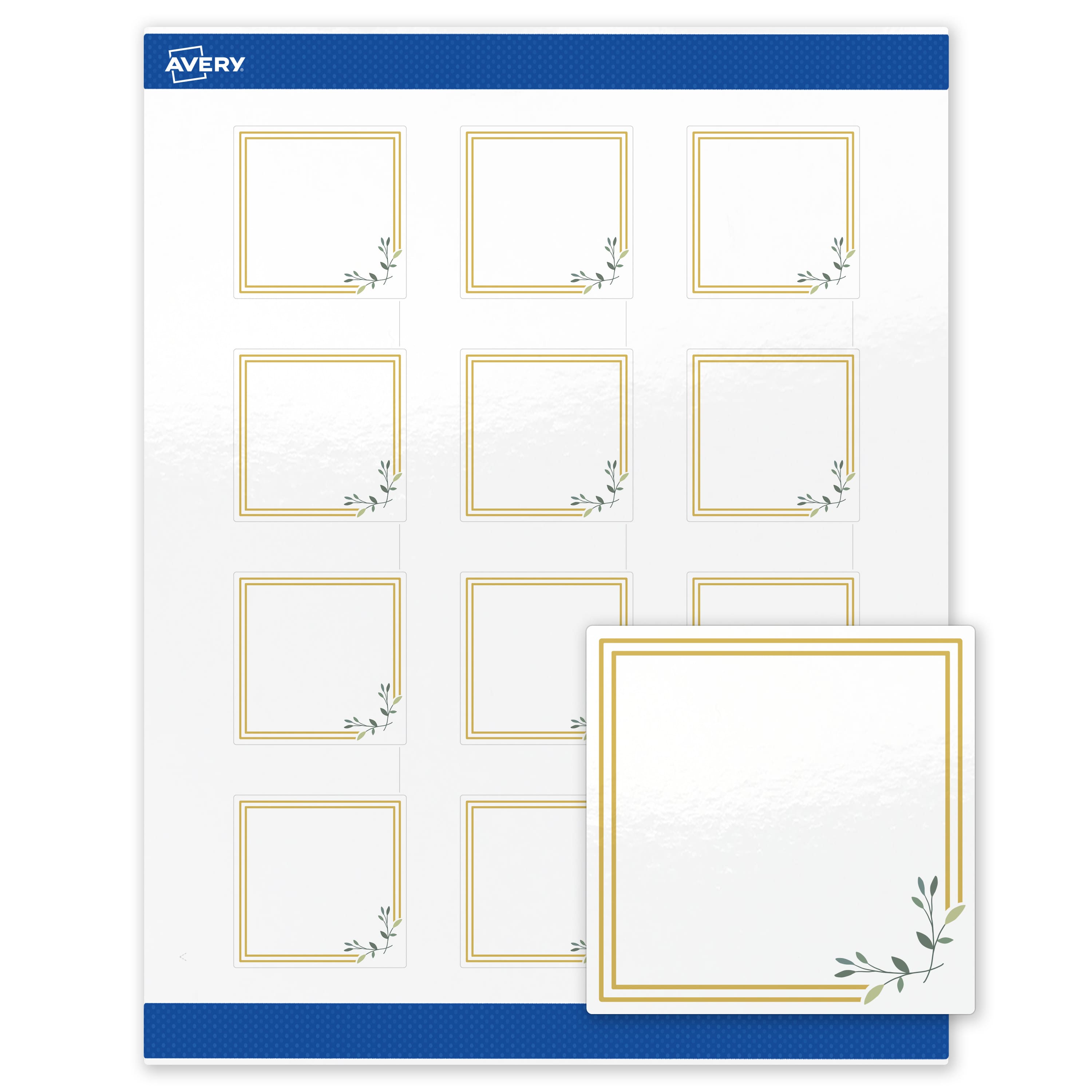 "Avery - Labels, 2"" x 2"", Glossy Double Gold Border/Florals - White" price history on PriceWatchPro