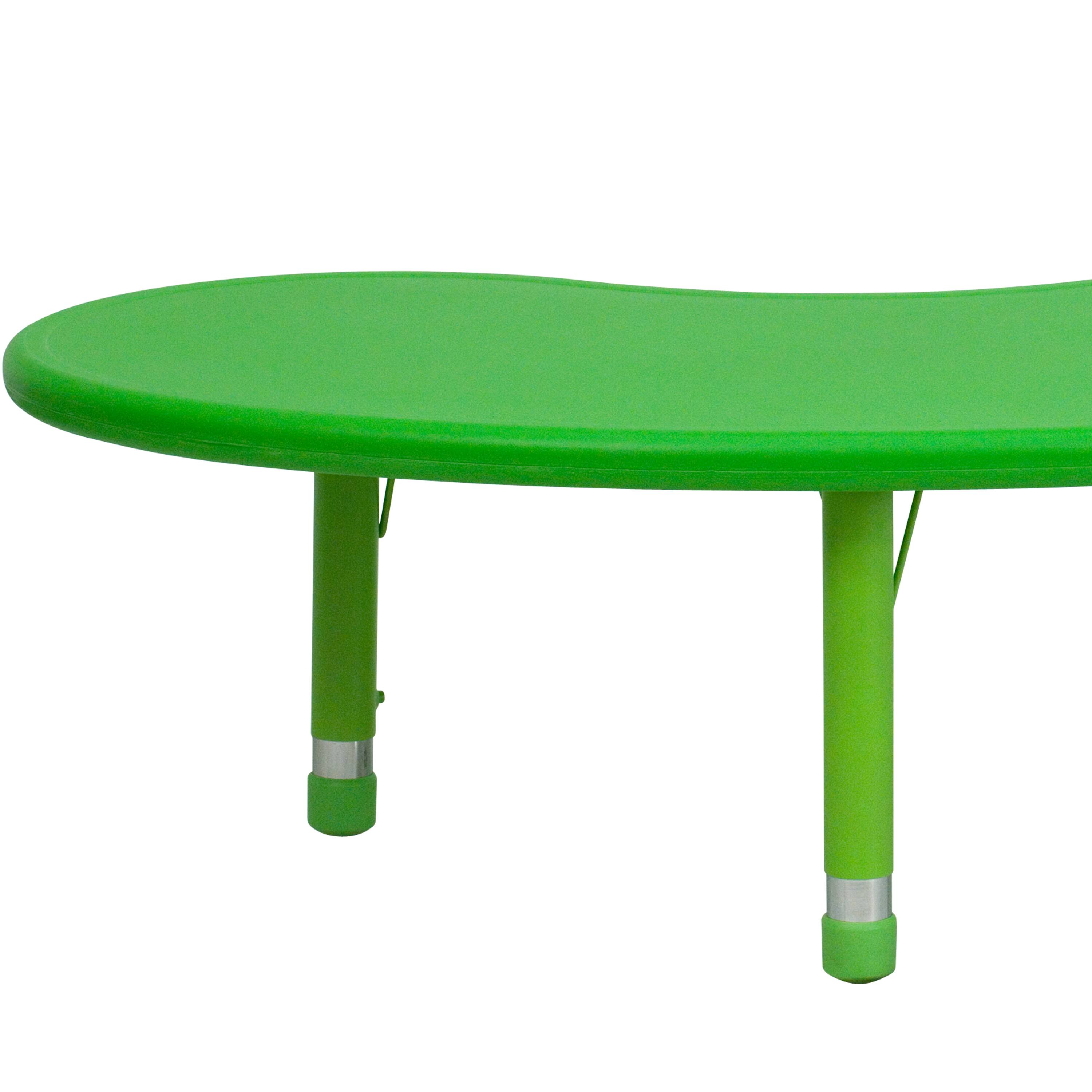 Alt View 9. Emma + Oliver - 35"W x 65"L Half-Moon Plastic Height Adjustable Activity Table - Green.