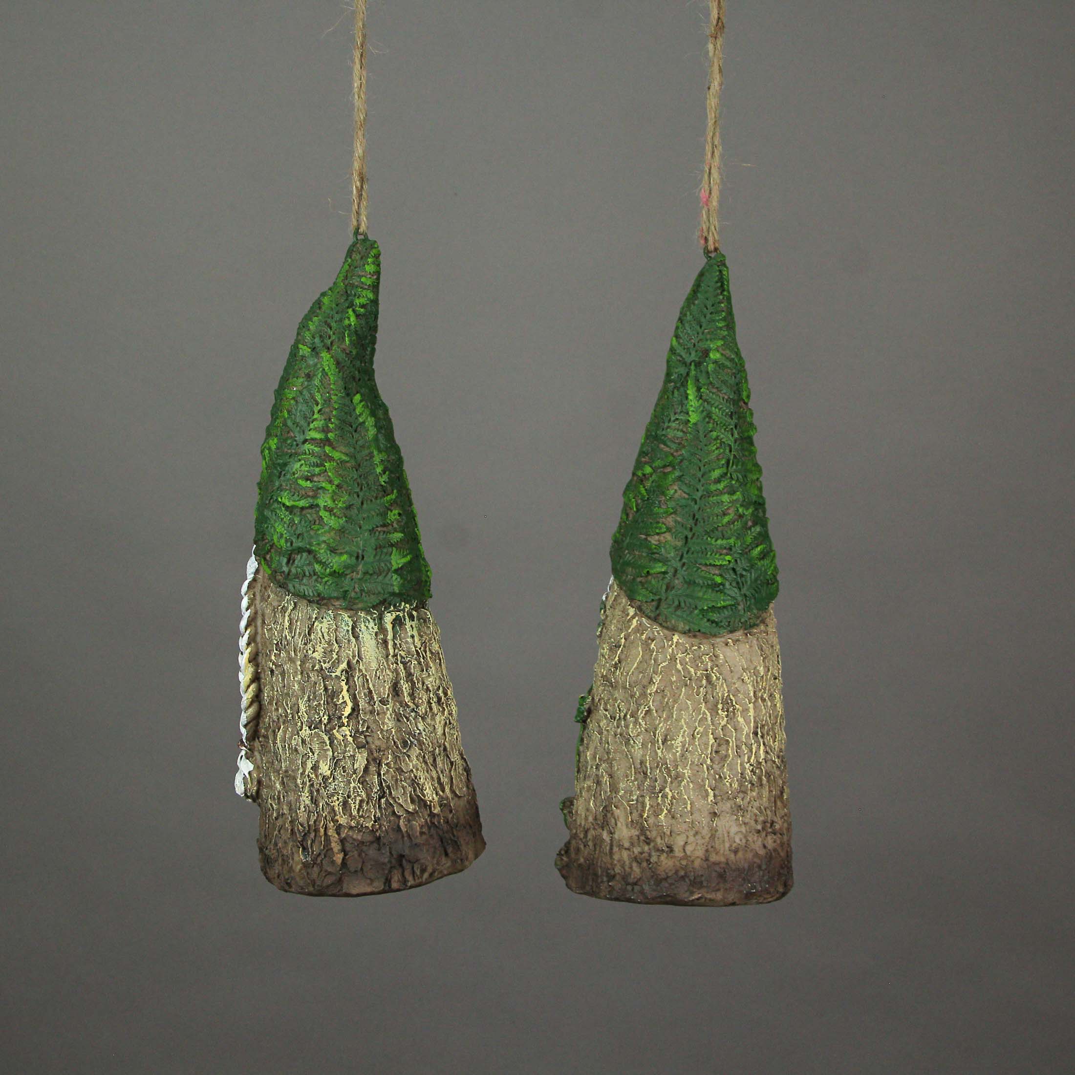 Alt View 2. Special T Imports - Set of 2 Resin Garden Gnome Hanging Bird House Outdoor Patio Home Garden Decor - Green.