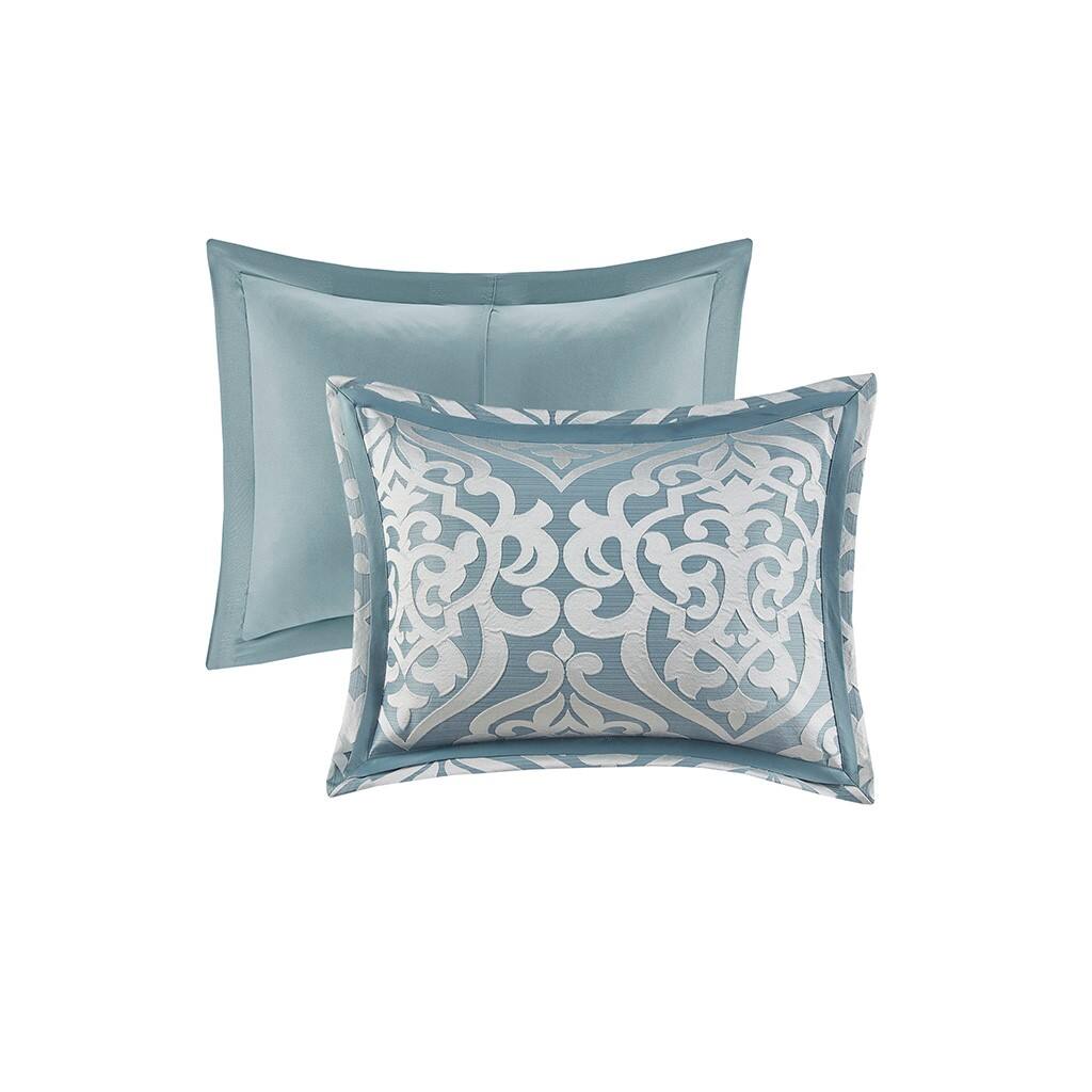 Alt View 3. Gracie Mills - Gracie Mills Pineda Luxurious 8-Piece Jacquard Comforter Set - Aqua/Silver.