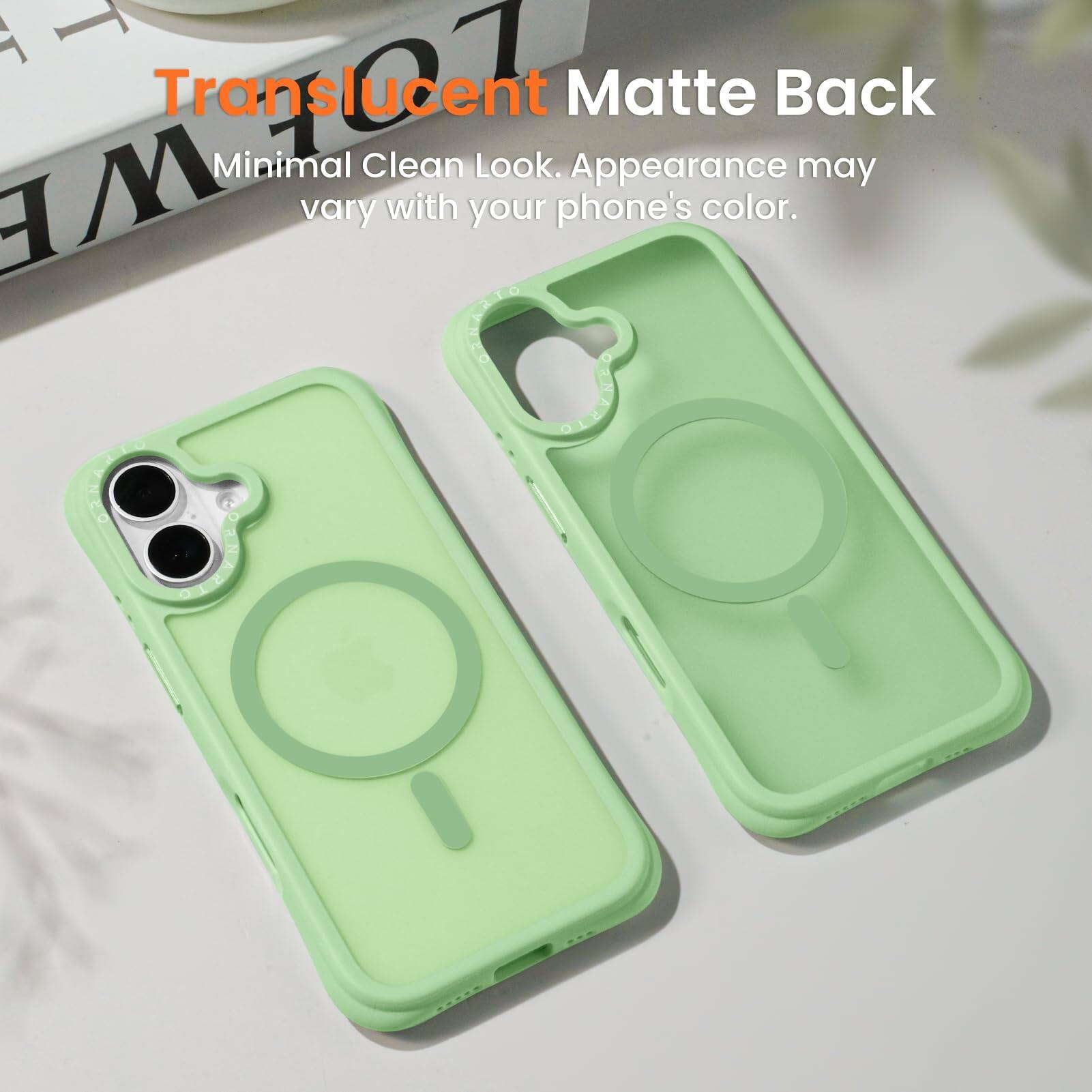 Translucent Matte Back  
Minimal Clean Look. Appearance may vary with your phone's color.