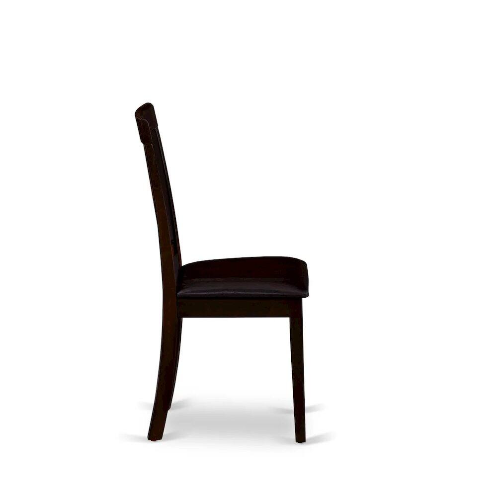 Alt View 2. East West Furniture - Antique Dining Chairs - Faux Leather Upholstered Wooden Chairs - Cappuccino.