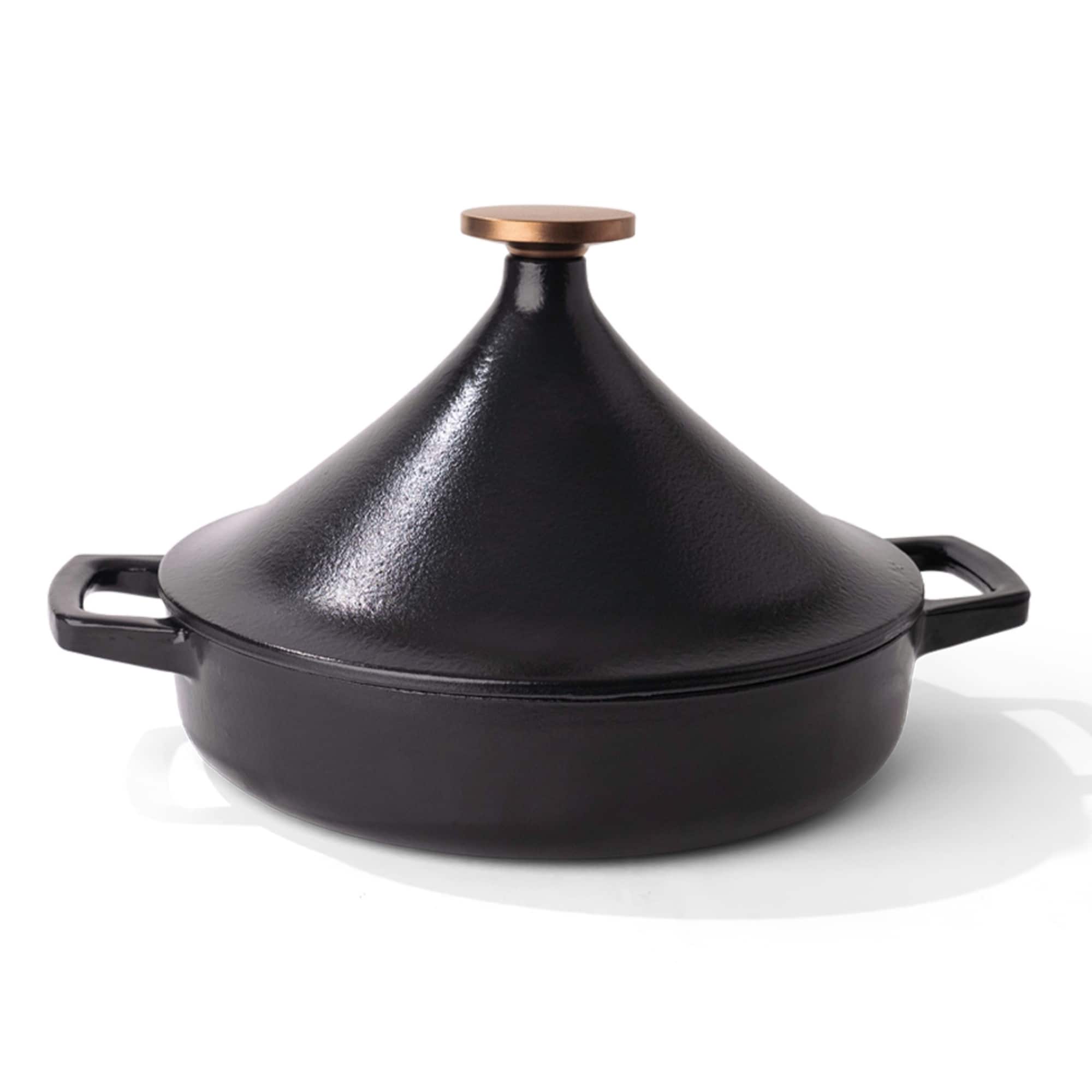 Alva - Nori Enameled Cast Iron Tagine Pot with Bronze Conical Lid - Black