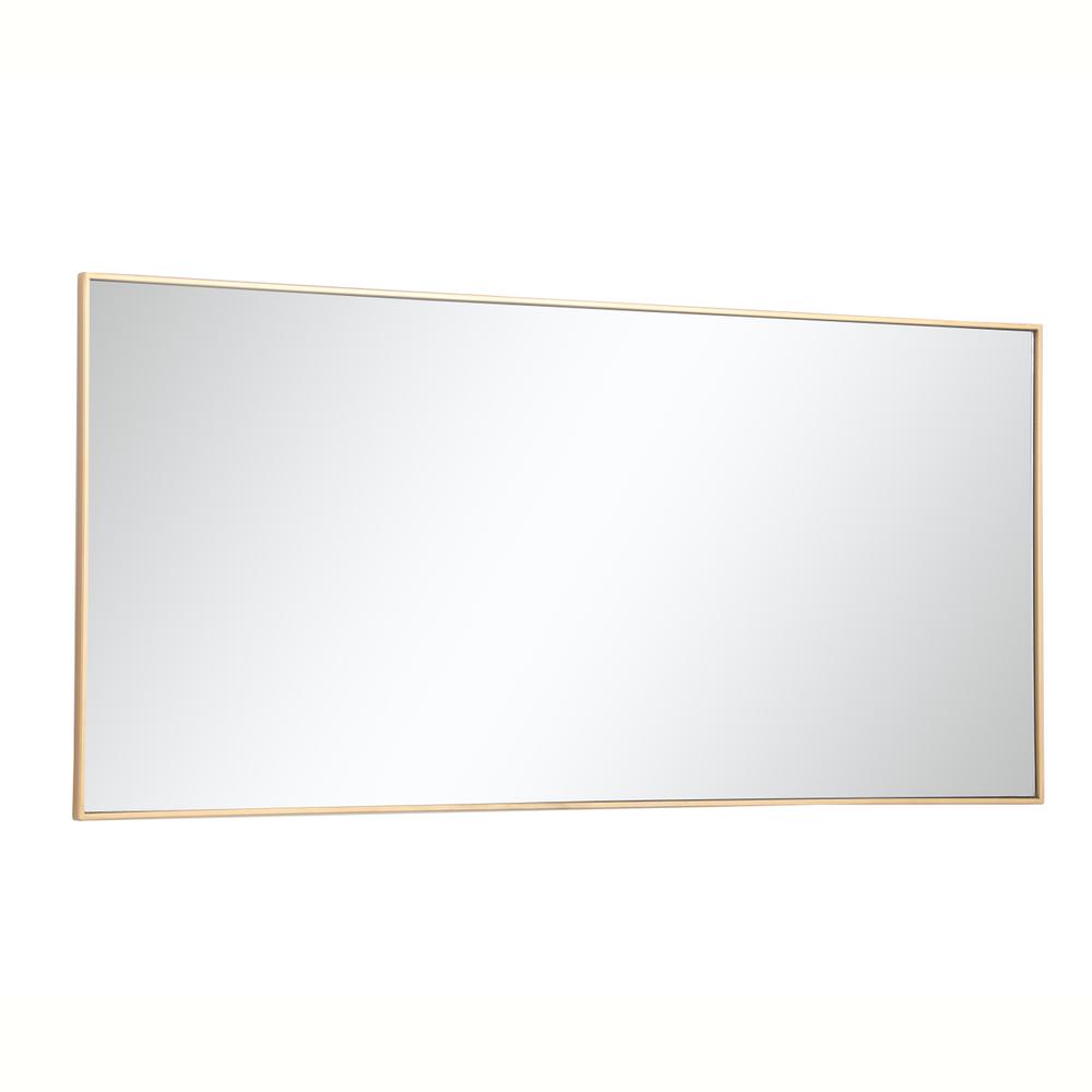 Left. Elegant Decor - Metal frame rectangle mirror 30 inch in Brass - Brass.
