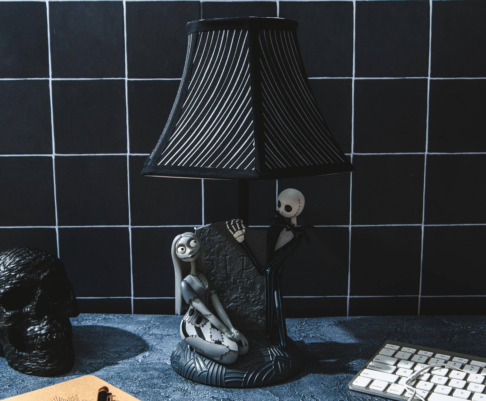 Alt View 3. Disney - Tim Burton's The Nightmare Before Christmas Jack And Sally 15 Inch Table Lamp - Black/White.