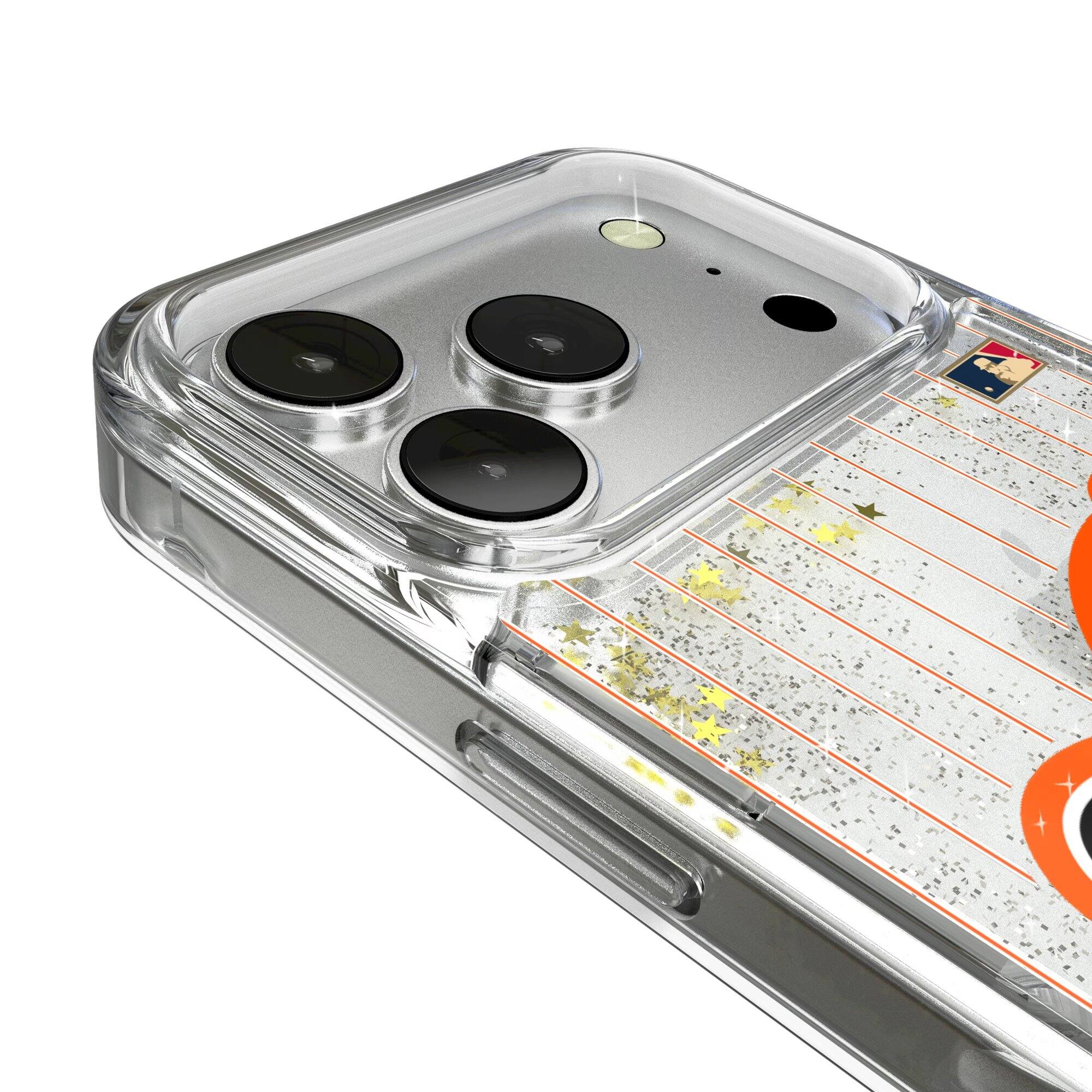 Alt View 2. Keyscaper - Baltimore Orioles 1955 Cooperstown Pinstripe iPhone Glitter Case - 13 Pro - Multicolor.