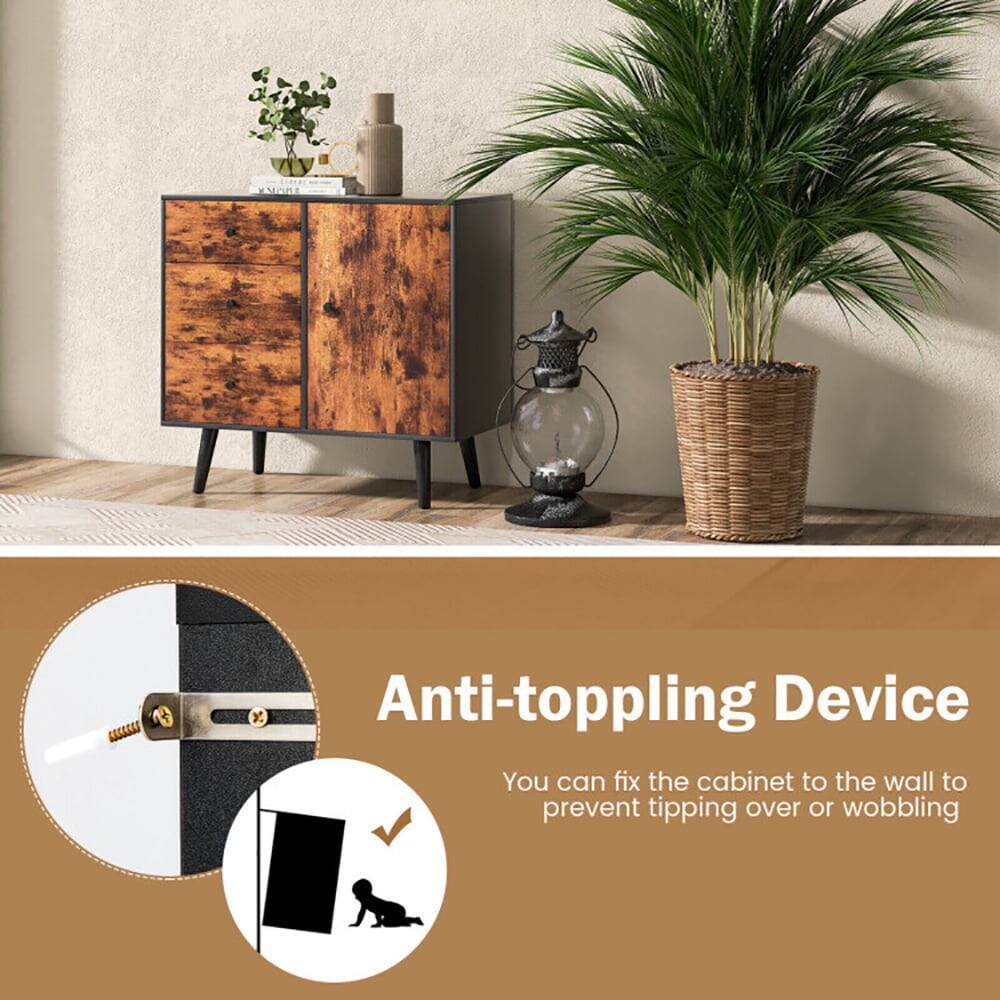 Anti-toppling Device

You can fix the cabinet to the wall to prevent tipping over or wobbling.