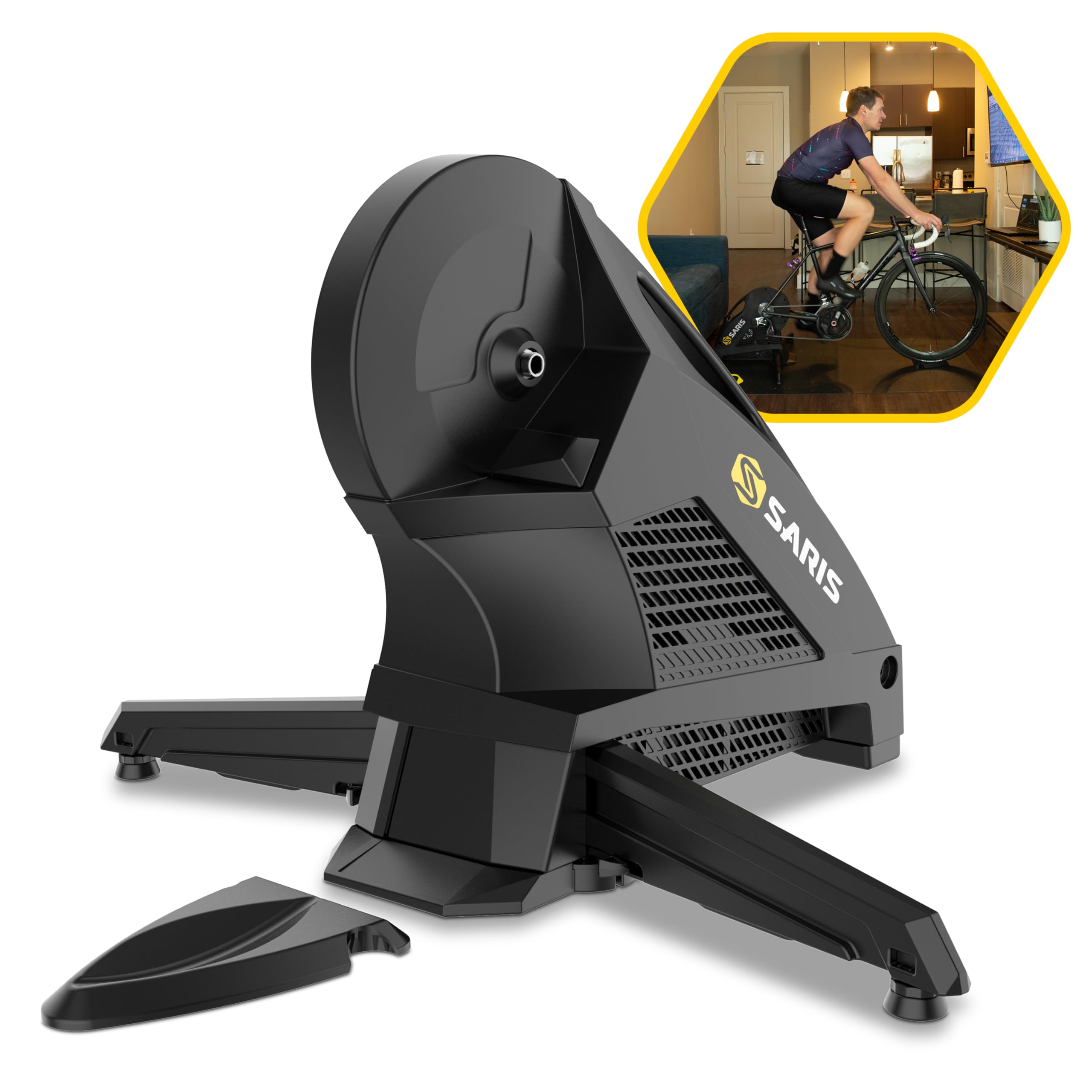 Saris - H3 Indoor Bike Trainer – Ultra-Quiet 59dB, 12-Speed Ready, Includes Training App Subscription - Carbon Black