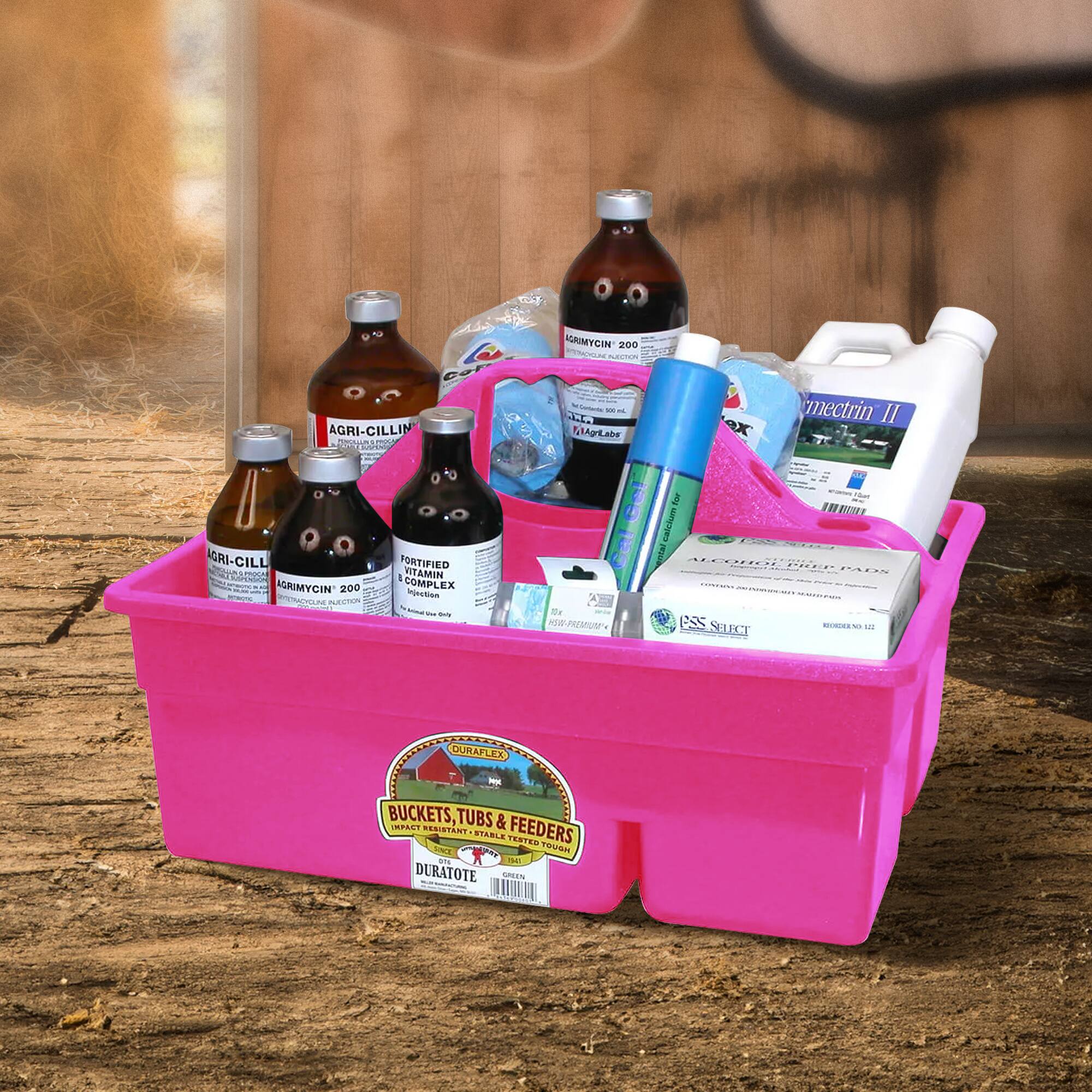 AGRI-CILLIN  
AGRI-MYCIN 200  
FORTIFIED VITAMIN I COMPLEX  
Ivermectin II  
DURAFLEX BUCKETS, TUBS & FEEDERS  
STABLE TESTED ON T 1 DURATE