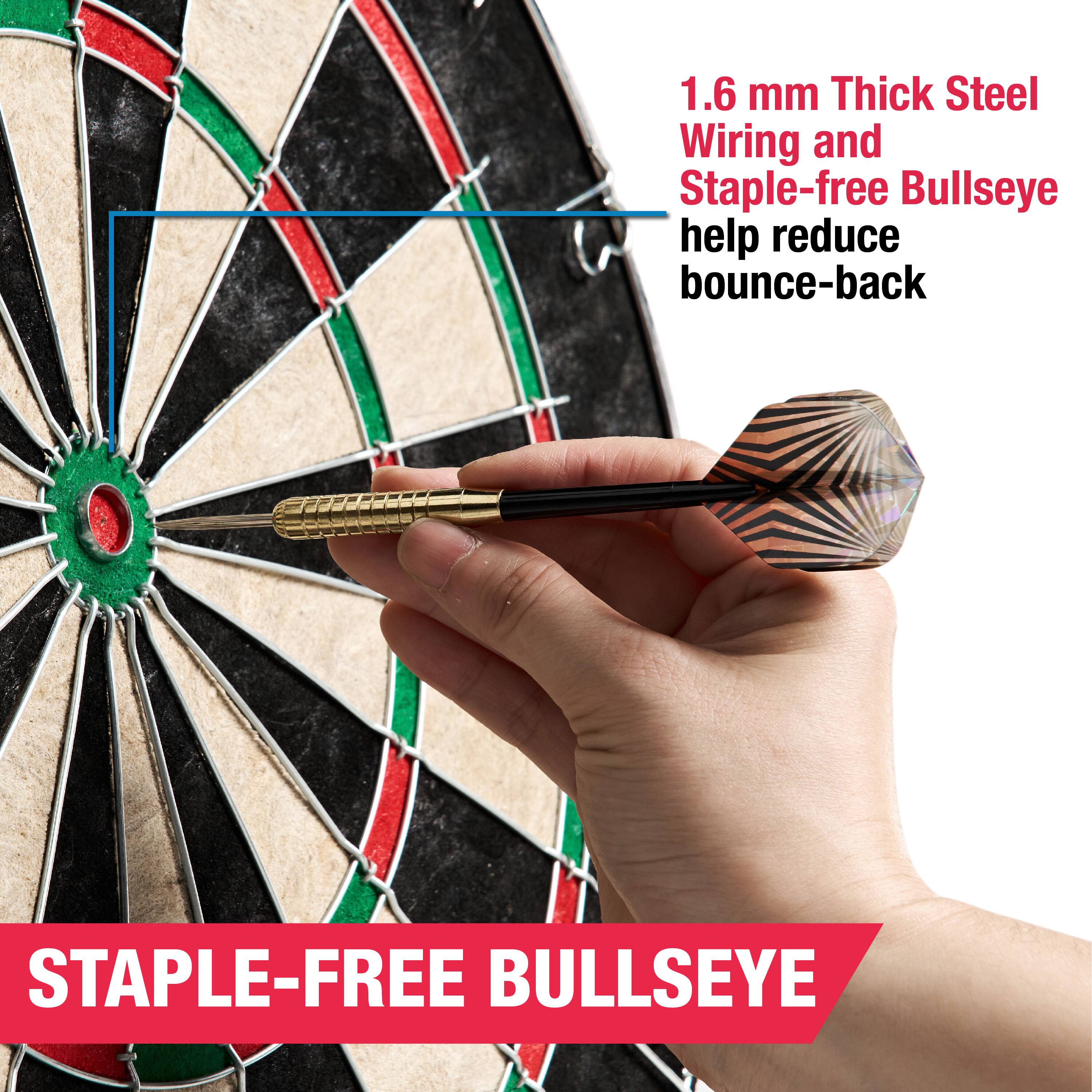 STAPLE-FREE BULLSEYE: 1.6 mm Thick Steel Wiring and Staple-free Bullseye help reduce bounce-back.
