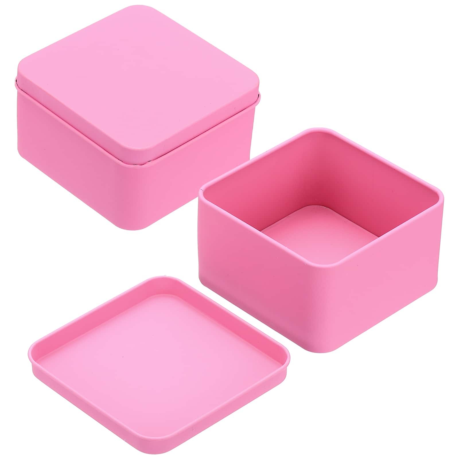 "Unique Bargains - 2pcs Metal Tin Box, 3.1x1.8"" Square Tinplate Lid, Portable Storage Candy Jars for Valentine's Day, Candle Jewelry - Pink" price history on PriceWatchPro