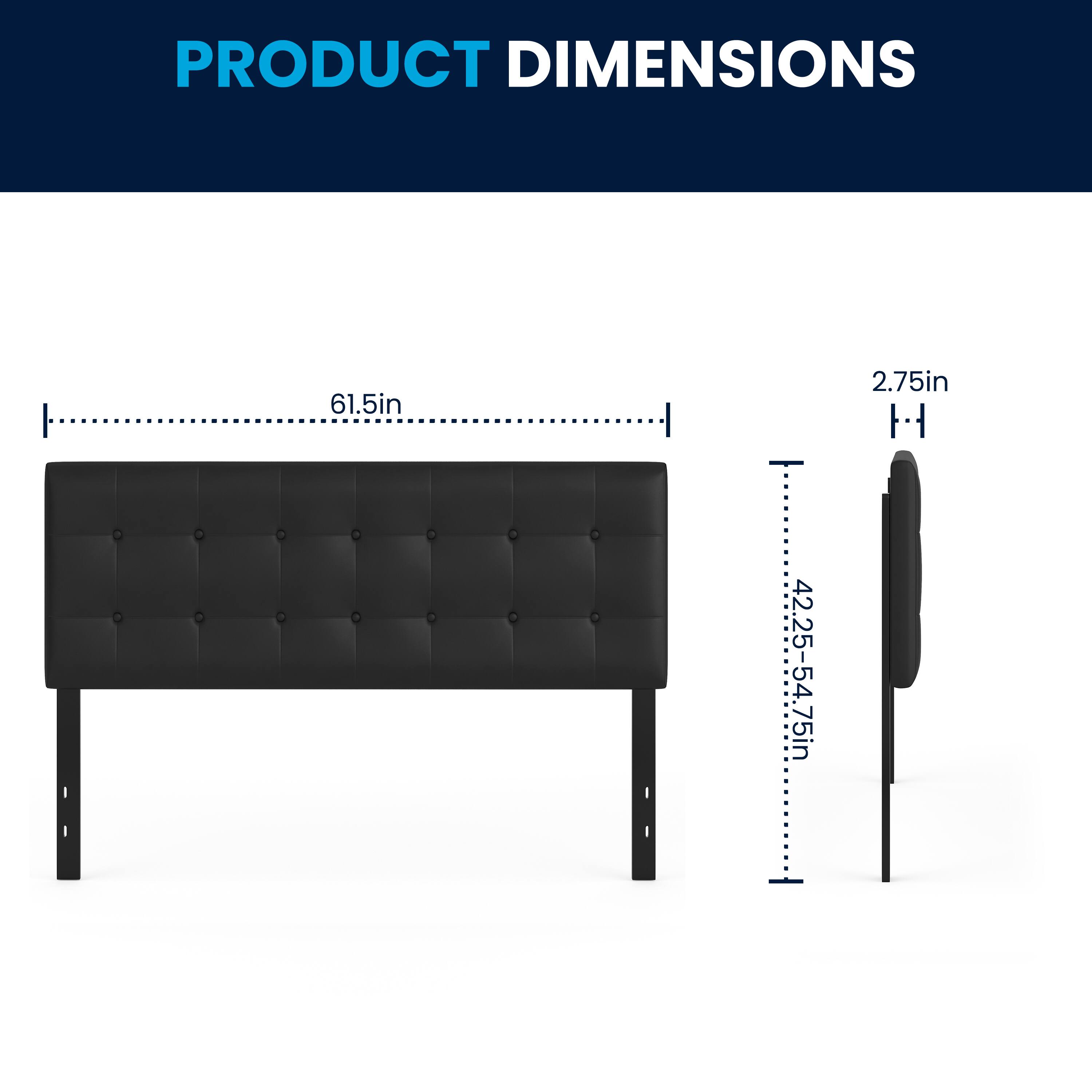 PRODUCT DIMENSIONS

61.5in  
2.75in  
42.25-54.75in
