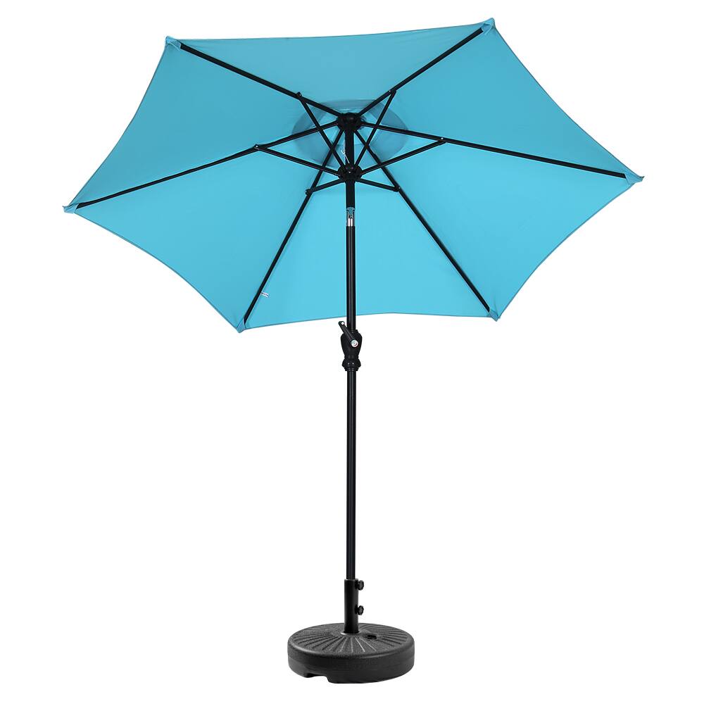 Back. Ainfox - Ainfox 7.5ft Patio Umbrella With Round umbrella base - Blue.