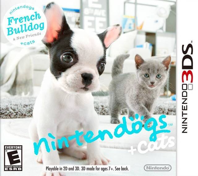 nintendogs French Bulldog New Friends + Cats 3DS NINTENDO CONTENT EVERYONE E RATED BY nintendogs + Cats ESRB Playable in 2D and 3D. 3D mode for ages 7+. See back. Nintendo