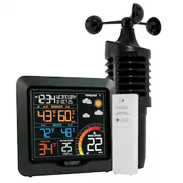 La Crosse Technology - Color Wind Speed Weather Station with Wind & Outdoor Sensor - Black