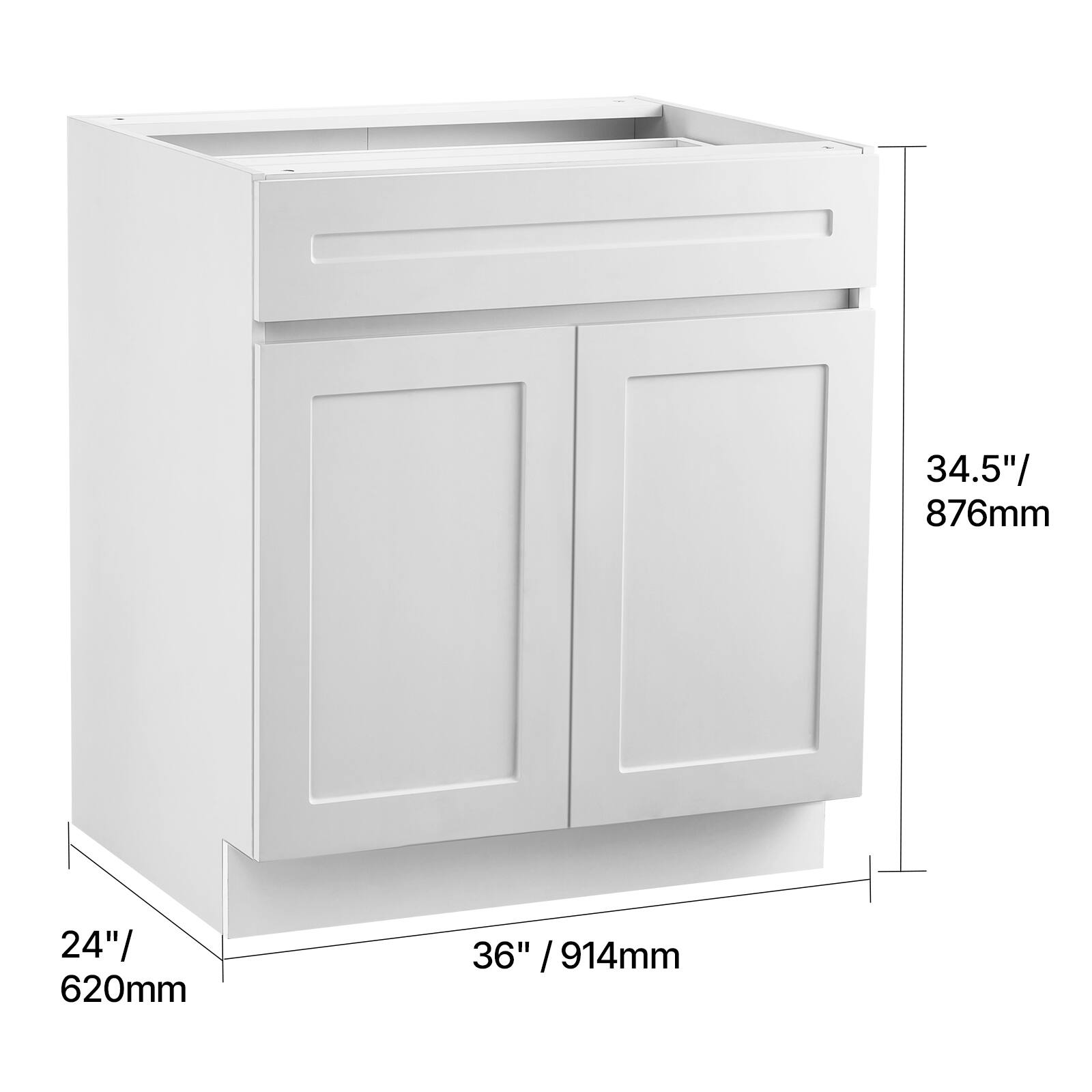 34.5" / 876mm  
24" / 620mm  
36" / 914mm