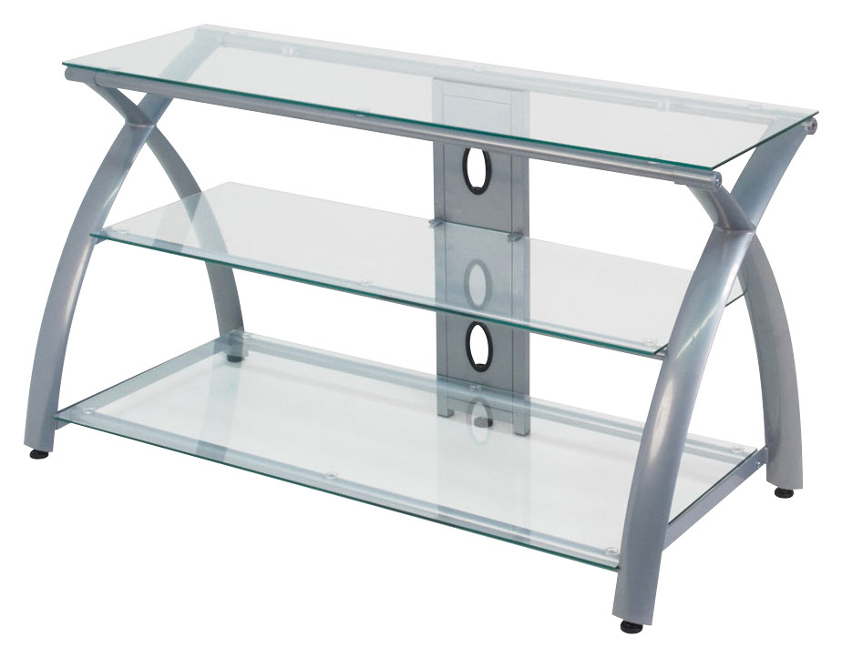 Calico Designs - Futura 3-Tier Glass TV Stand for Most Flat-Panel TVs Up to 46" - Silver