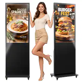 VEVOR - 43 in Indoor Digital Signage Floor Standing Advertising Display Kiosk,with WiFi HDMI/USB Input Android OS,178° Wide View - Black