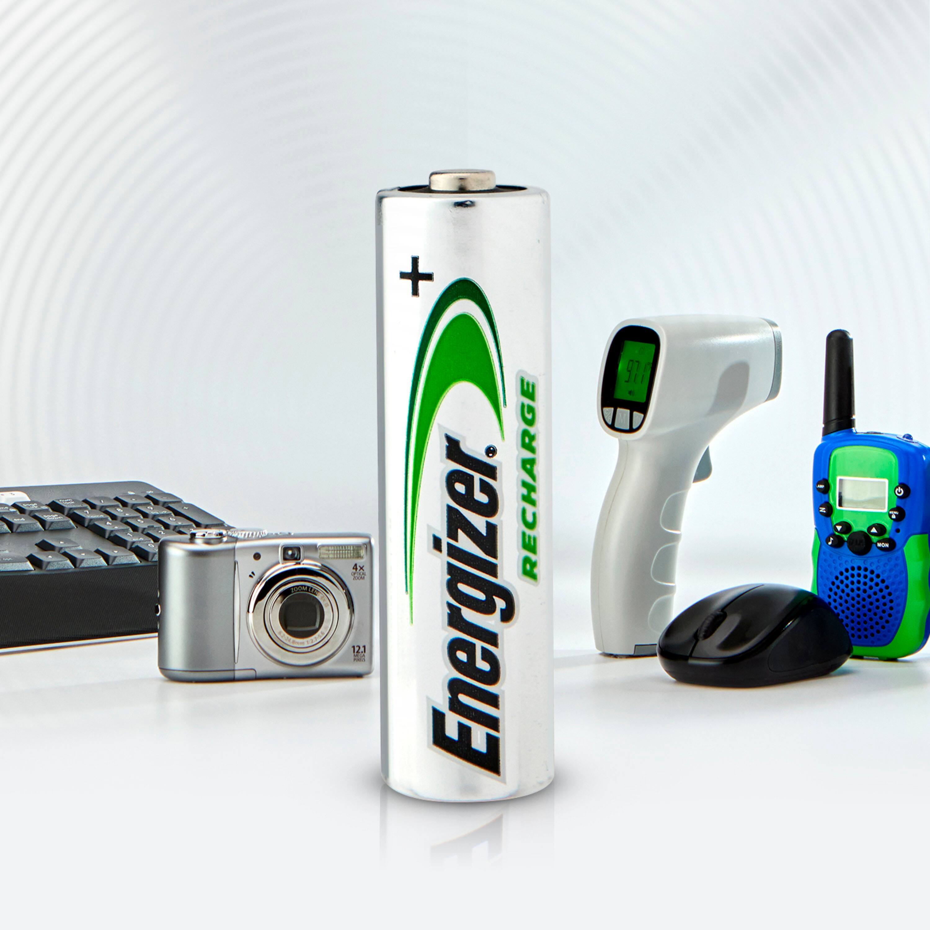 Alt View 15. Energizer - Rechargeable AA Batteries (2 Pack), Double A Batteries - Silver.