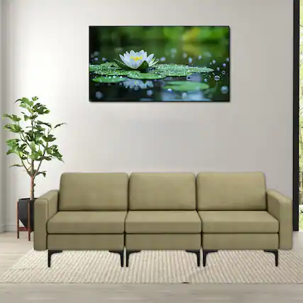 Front. Hivvago - 3-Seater Convertible Sofa with Built-in USB Ports and Side Magazine Pockets - Green.