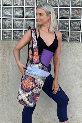 JupiterGear - Yoga Mat Carrying Tote Bag with Large Size Pockets | Multipurpose and Fit Most Size Mats - Exotic Saffron