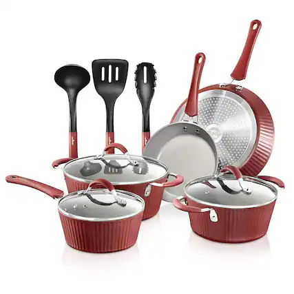 Front. NutriChef - Non-stick Kitchenware Pots & Pans - 11 Pcs. - None.