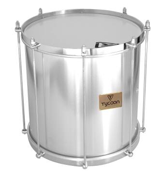 Front. Tycoon Percussion - 12" Repinique, 2-Headed Brazilian Drum Equivalent to a Tom-Tom, Polished Aluminum Shell, Tunable Synthetic Heads.