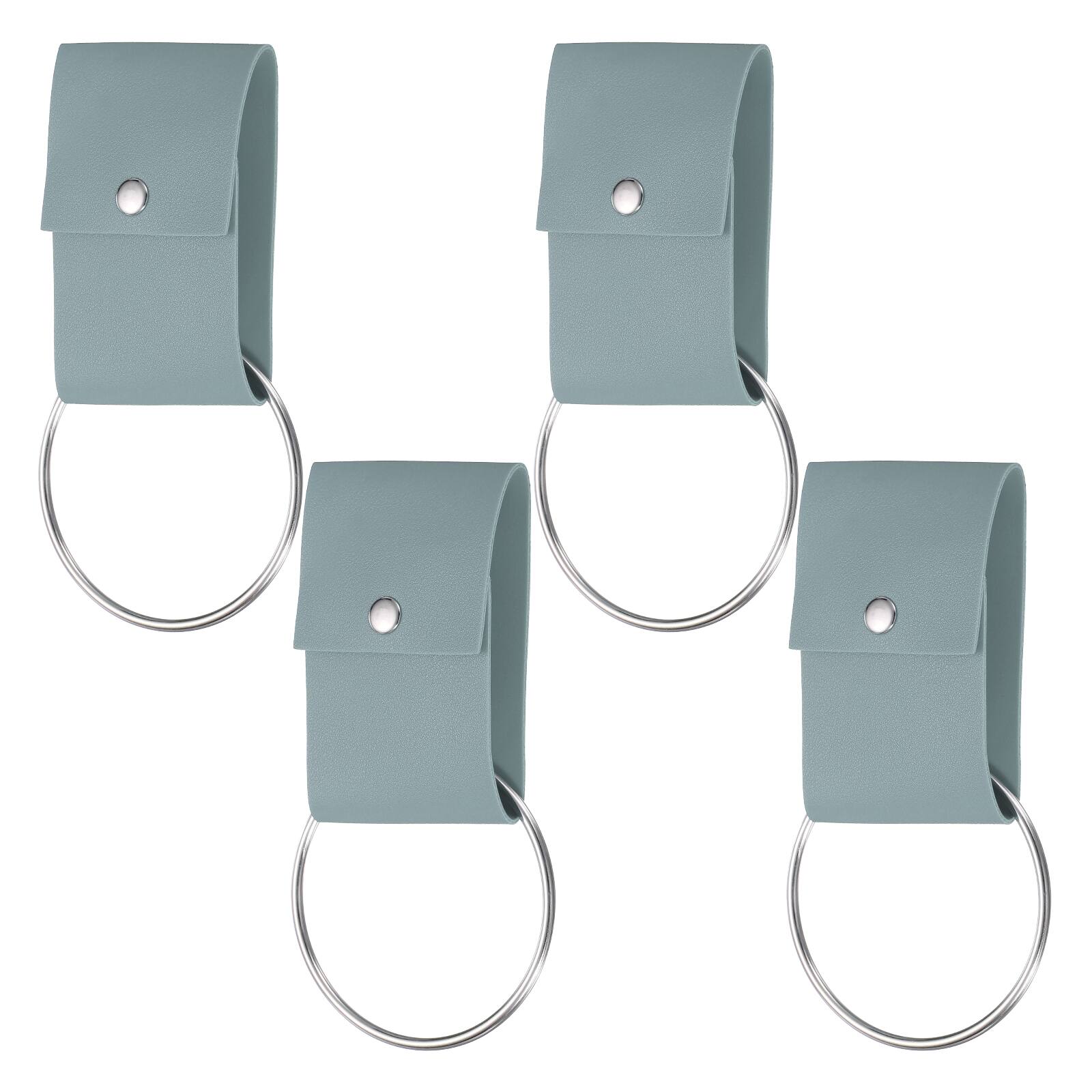 Front. Unique Bargains - 4pcs Towel Ring Holder with Loop, Dish Towel Holder Wall Hook, Farmhouse Home Decor for Cabinet Oven Handle Rods - Light Blue.
