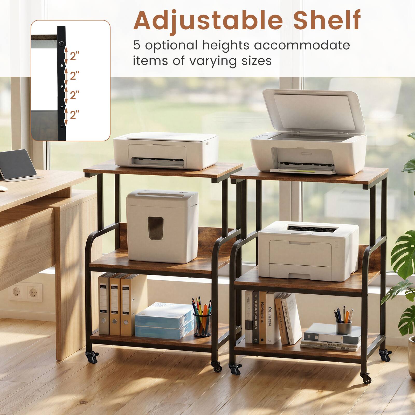 2" 2" Adjustable Shelf 5 optional heights accommodate items of varying sizes