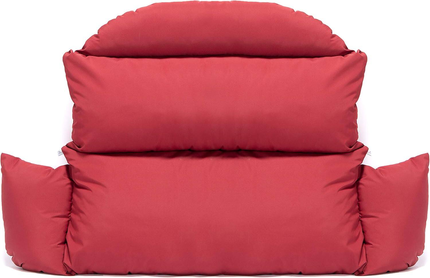 Angle. LeisureMod - LeisureMod 2-Person Swing Chair Cushion, Plush Oxford Fabric, Weather-Resistant Hanging Egg Chair Replacement - Red.