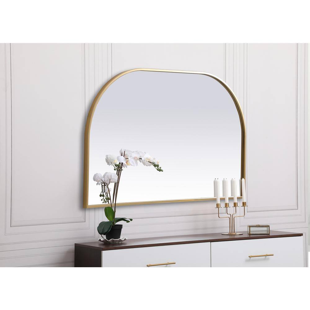 Alt View 4. Elegant Decor - Metal Frame Arch Mirror 39x24 Inch in Brass - Brass.