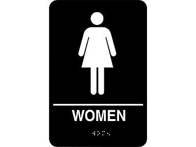 Alt View 1. Cosco - Cosco® Women and Men Indoor Door Signs, 5.9" x 9", Black/White, 2/Set (098095) - Black/White.