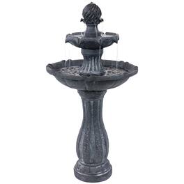 Sunnydaze - Arcade Resin Outdoor 2-Tier Solar Fountain with Battery - Black