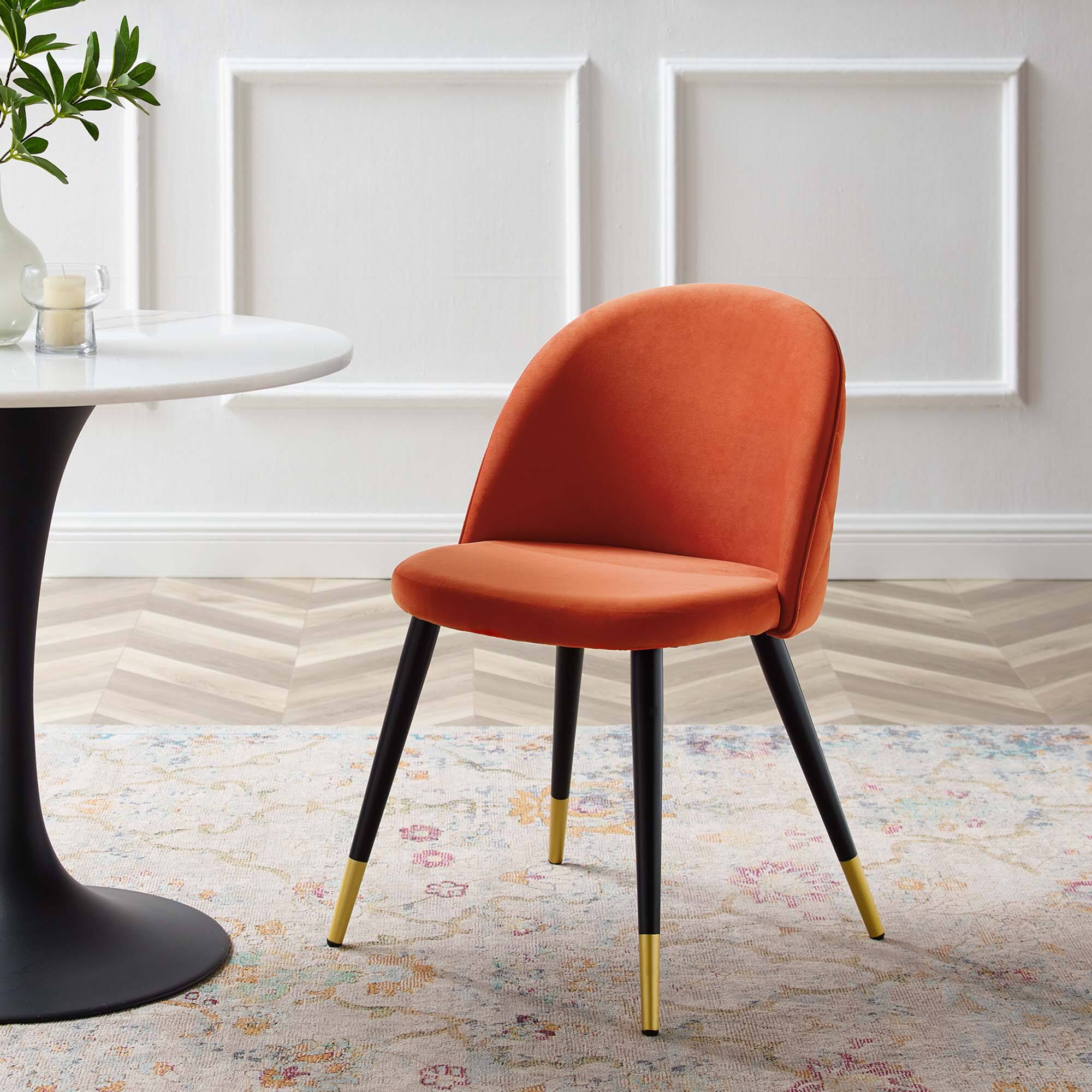 Back. Modway - Cordial Performance Velvet Dining Chairs Set of 2 by Modway - Orange.