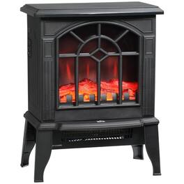 Hivvago - Electric Fireplace Heater with Realistic Log Flame LED - Black