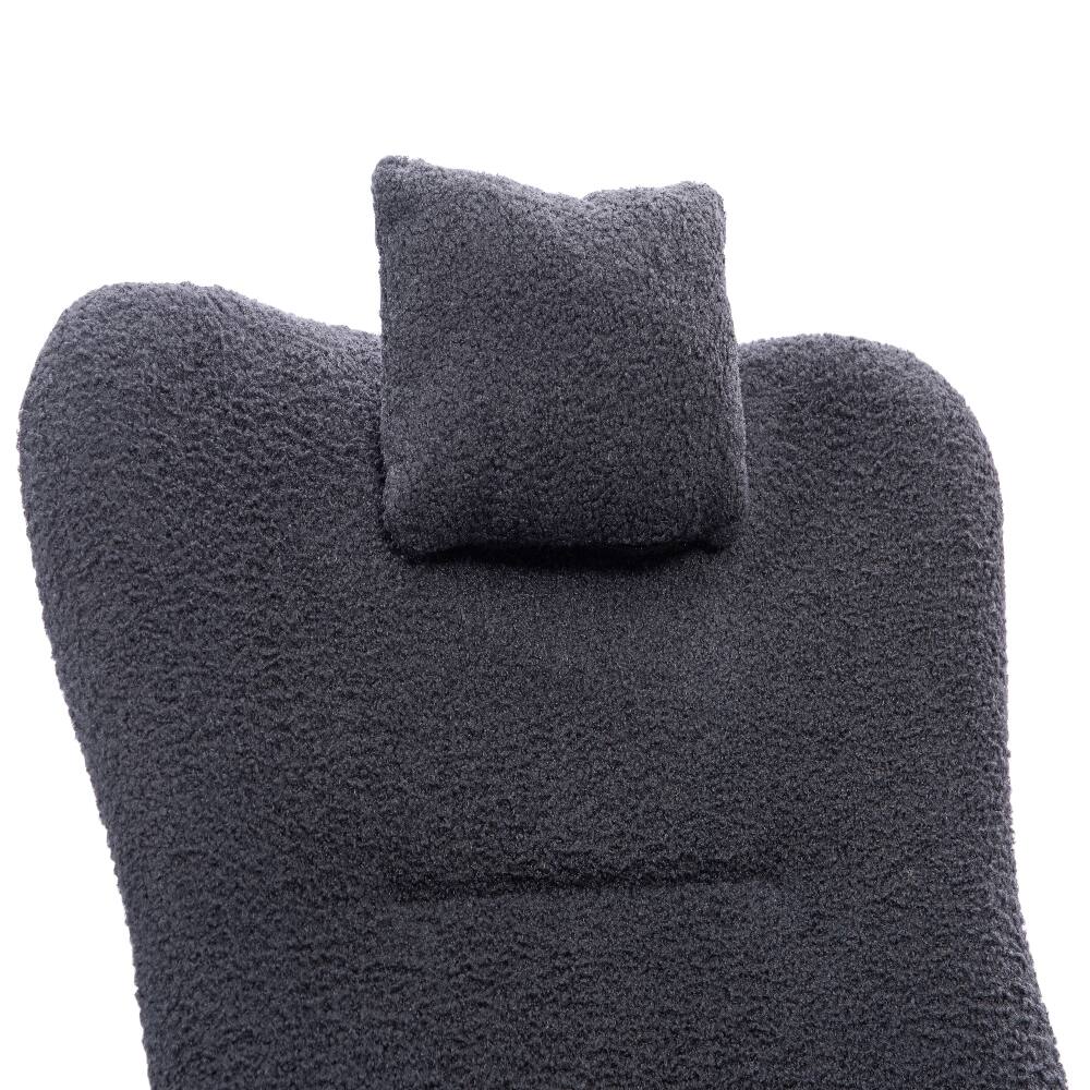 Angle. Loheer - Loheer Dark Grey Teddy Upholstered Nursery Rocking Chair Ergonomic Rocker for Living Room - Dark Grey.