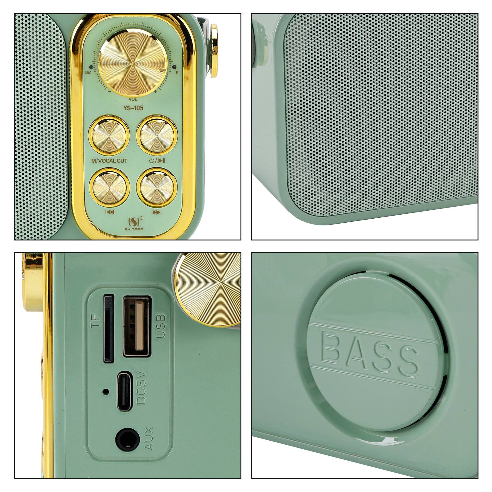 MC  
f  
VOL  
YS-105  
M/VOCAL CUT  

DU YBSO  
TF  
DC5V AUX  
USB  
BASS
