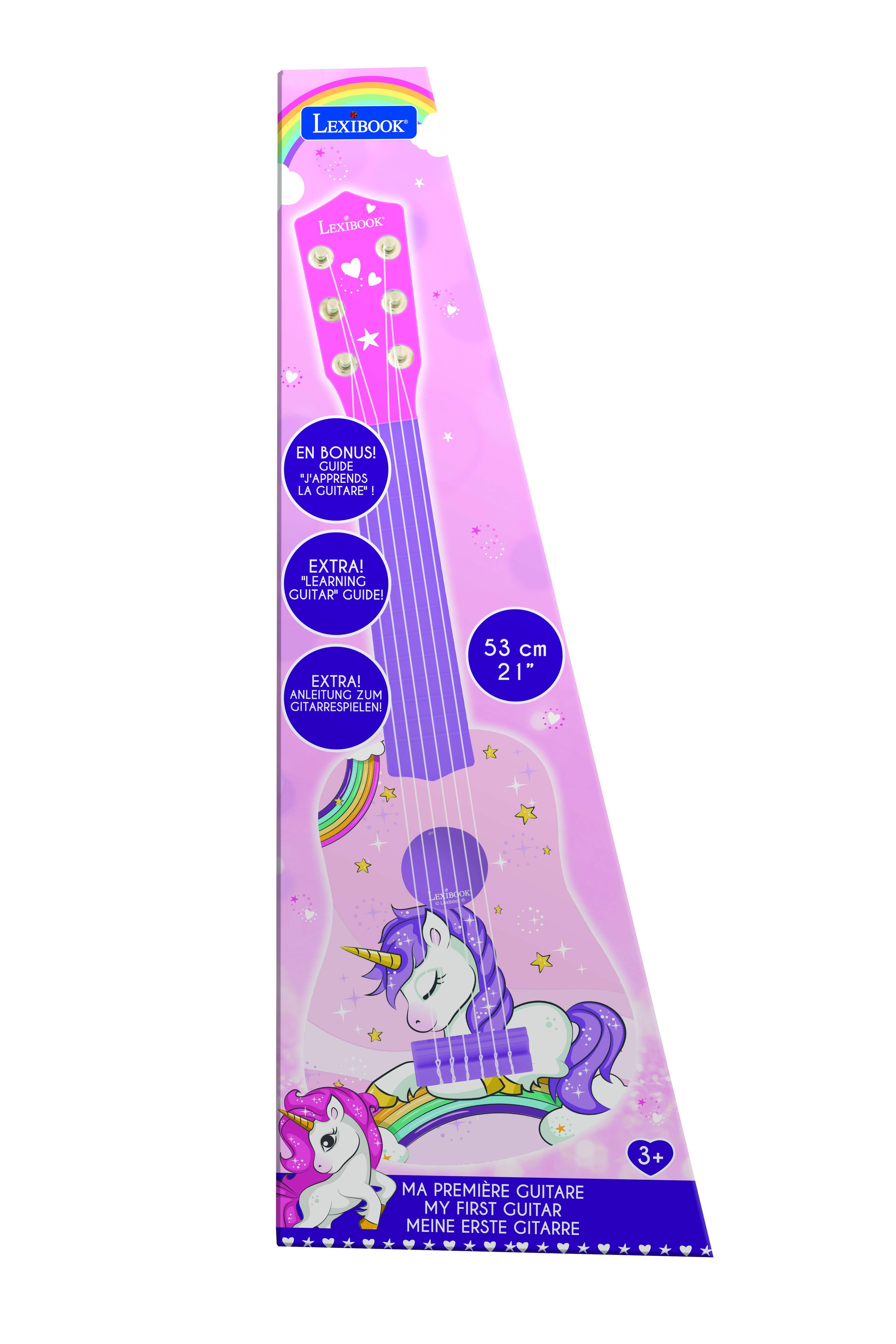 LEXIBOOK LEXIBOOK EN BONUS! GUIDE J'APPRENDS LA GUITARE" ! EXTRA! "LEARNING GUITAR* GUIDE! EXTRA! ANLEITUNG ZUM GITARRESPIELEN! 53 cm 21" td MA PREMIERE GUITARE MY FIRST GUITAR MEINE ERSTE GITARRE 3+