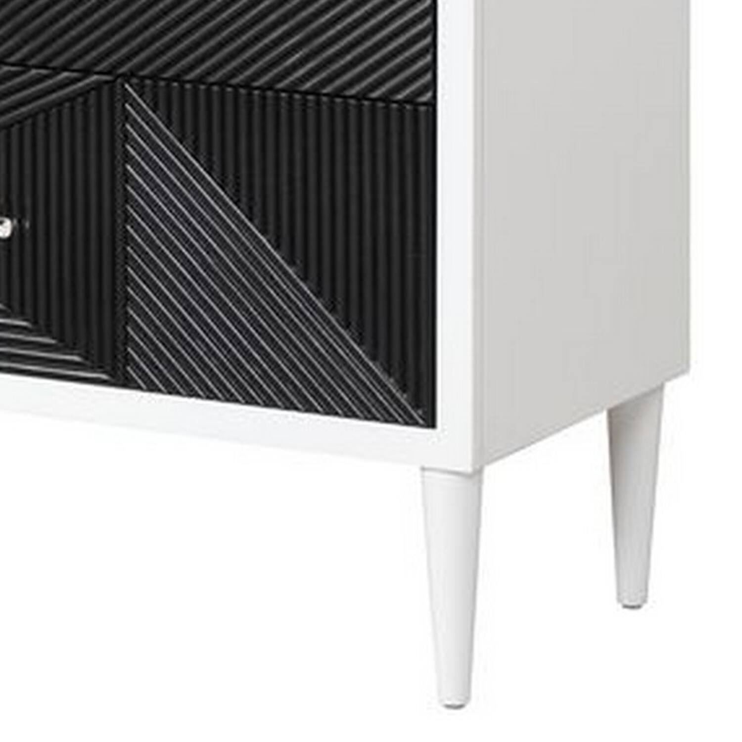 Alt View 3. Manhattan Lane - Accent table with Geometric Pattern 2 Drawer Front - White and Black.