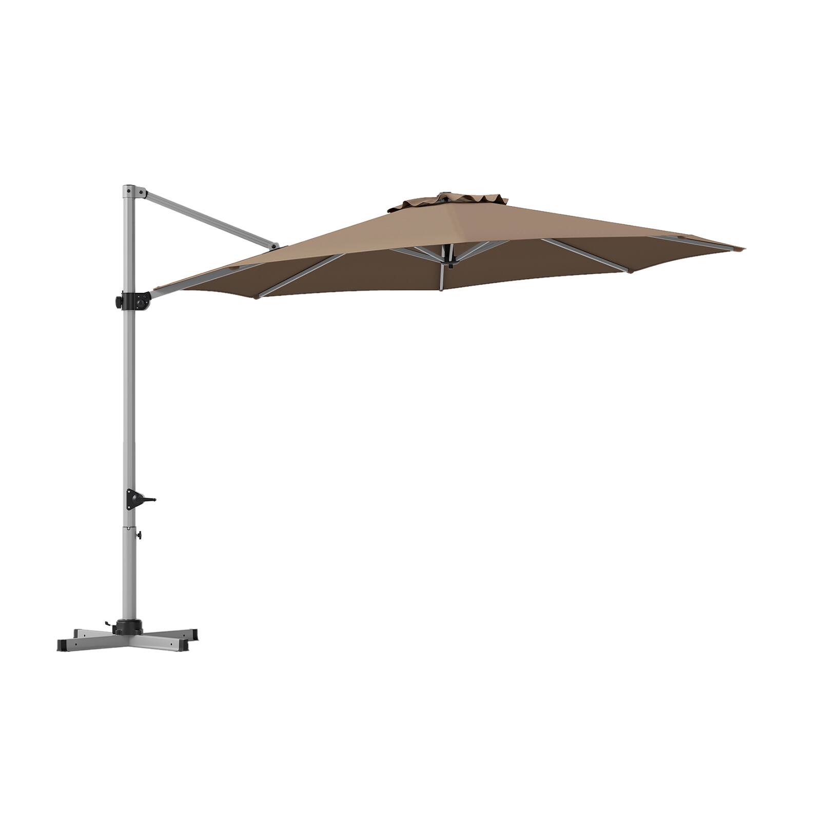 Alt View 9. Costway - Costway 11FT Cantilever Outdoor Umbrella, Large Offset Umbrella with 360-Degree Rotation - Brown.