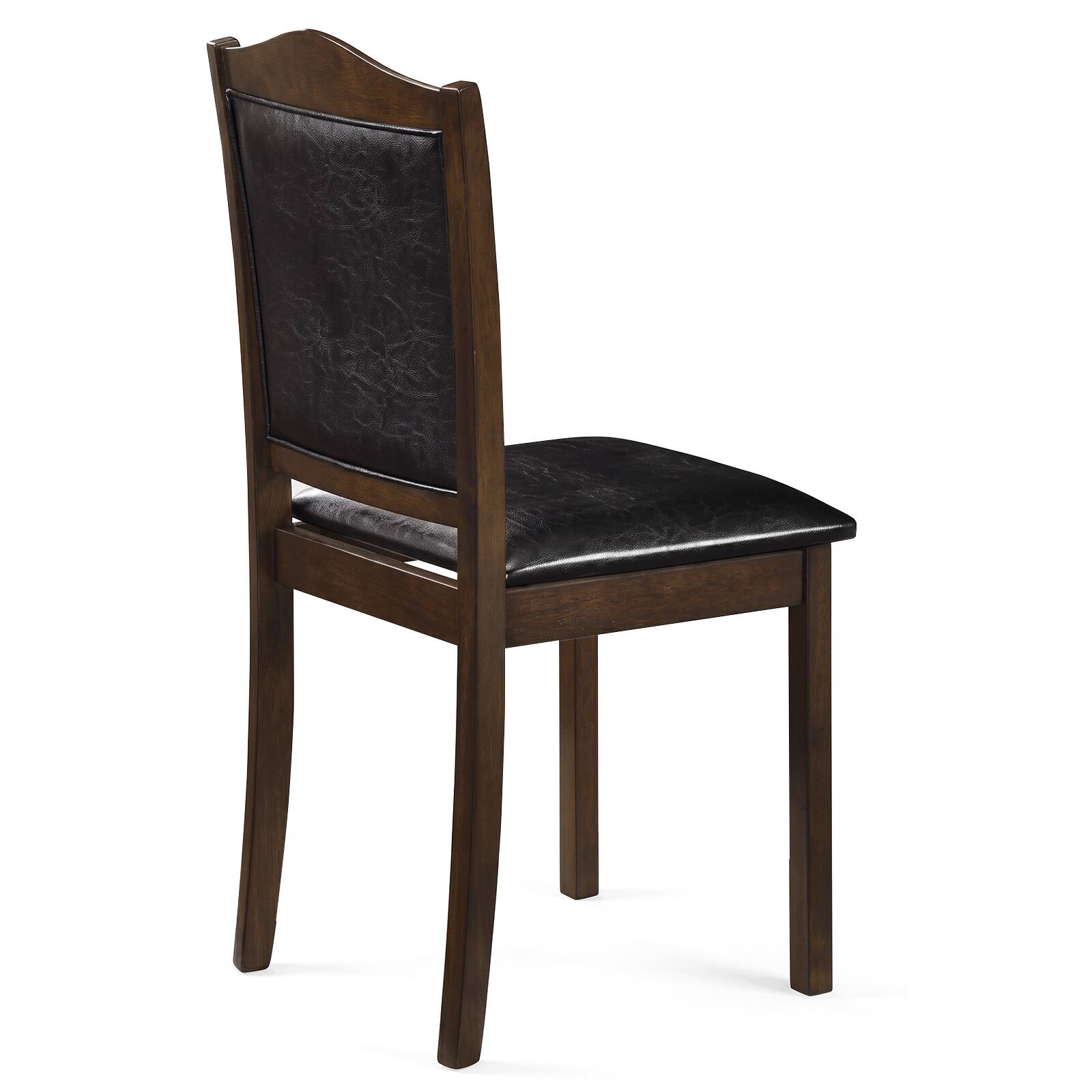 Alt View 9. Gymax - Gymax Wooden Dining Chairs Set of 4 Faux Leather Upholstered Kitchen Side Chairs Walnut & Black - Brown.